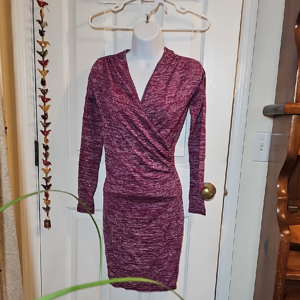 Purple Glittery Long Sleeve Dress